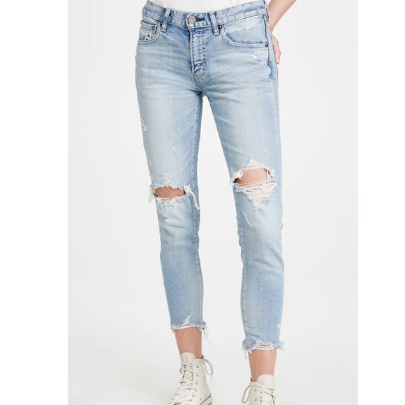 Moussy Vintage Altawoods Cropped Distressed Tapered Jeans - Picture 1 of 11